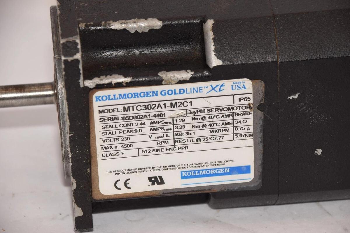 Used KOLLMORGEN MTC302A1-M2C1 230V 4500rpm Goldline XT Servo Motor