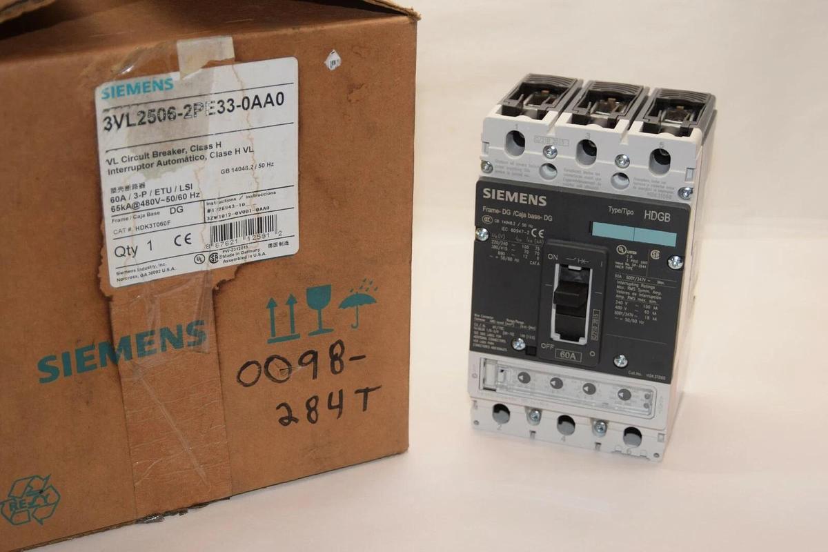 SIEMENS 3VL2506-2PE33-0AA0 Breaker 60A 60 Amp 3P HDK3T060F HDGB 60 A (NEW)