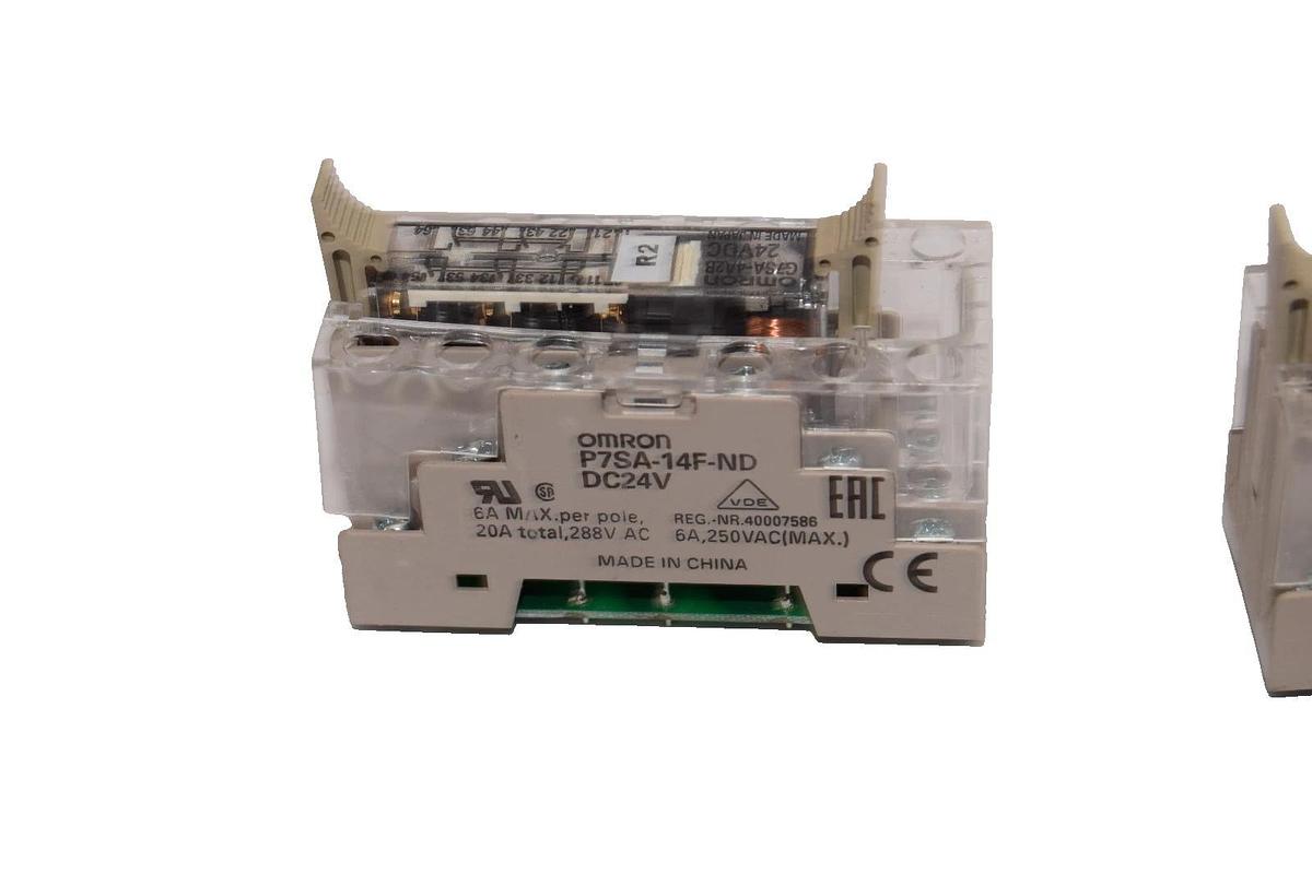 Used Omron P7SA-14F-ND, 24Vdc Safety Relay With G7SA-4A2B 24Vdc Module (Lot of 2)