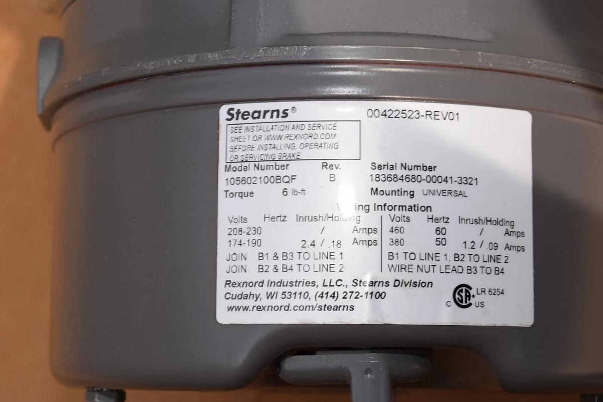 Used Marathon K460 Motor w/ Stearns Brake 3/4hp .75hp 230/460v 3ph 5K49PN4565B  (NEW)