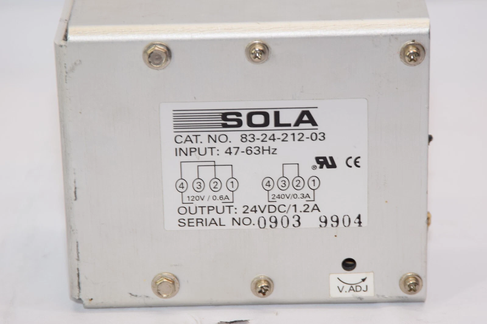 Used SOLA 83-24-212-03 832421203 47-63Hz 24Vdc 1.2A Power Supply