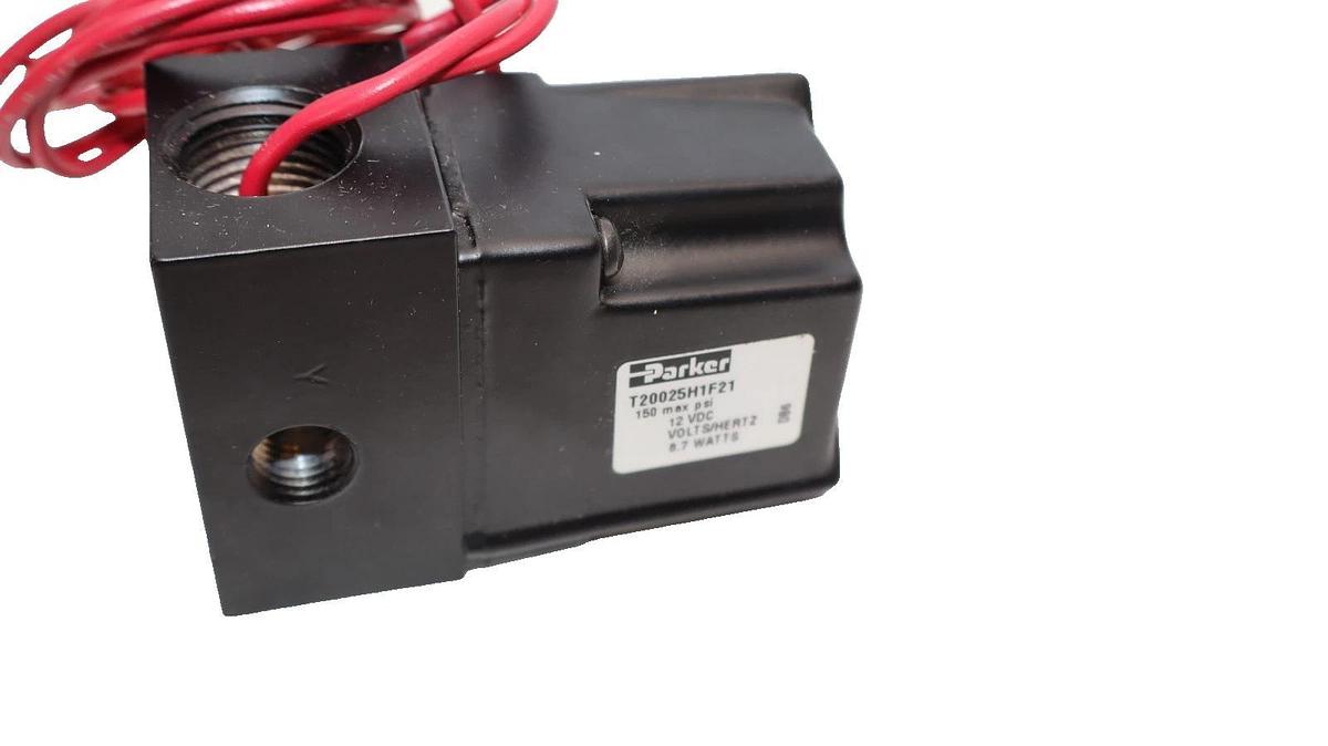 PARKER  Solenoid Valve T20025H1F21 1/4" 12Vdc T-Valve (NEW)