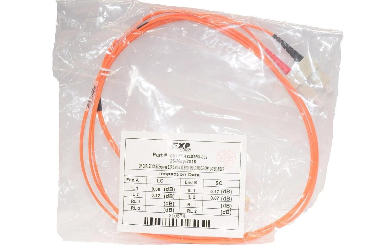 (NEW) EXP SERIES CBX-FP-6ZLS2RX-002 2M Duplex 62.5/125 Multimode ST Mode Cable
