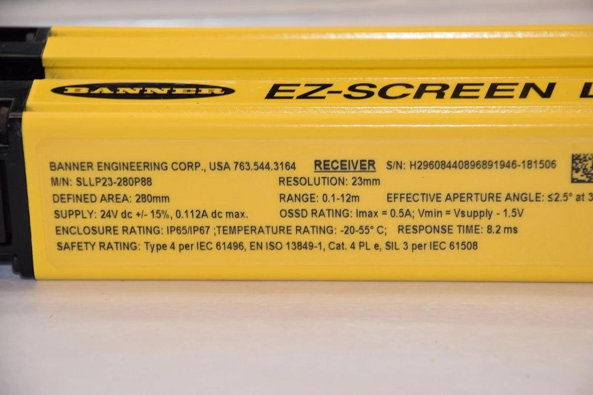 (NEW) BANNER SLLCP23-280P88 , 89689 Emitter/Receiver EZ Screen Light Curtain