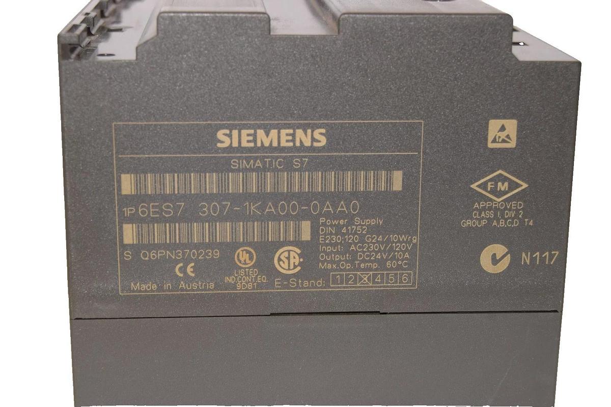 Used Siemens Simatic S7 PS307 Power Supply 6ES7 307-1KA00-0AA0 6ES73071KA000AA0