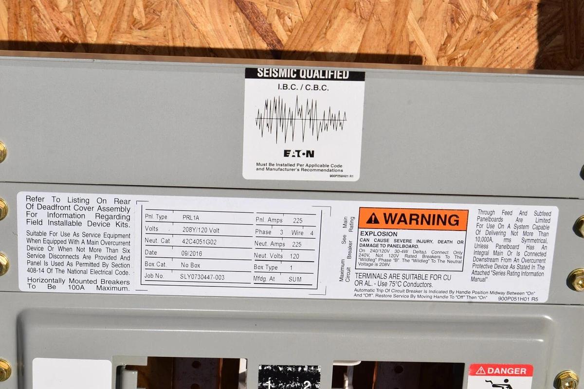 EATON PRL1a Pow-R-Line 1A Panelboard Interior 225a 225 Amp 3ph 4w 208y/120v NEW