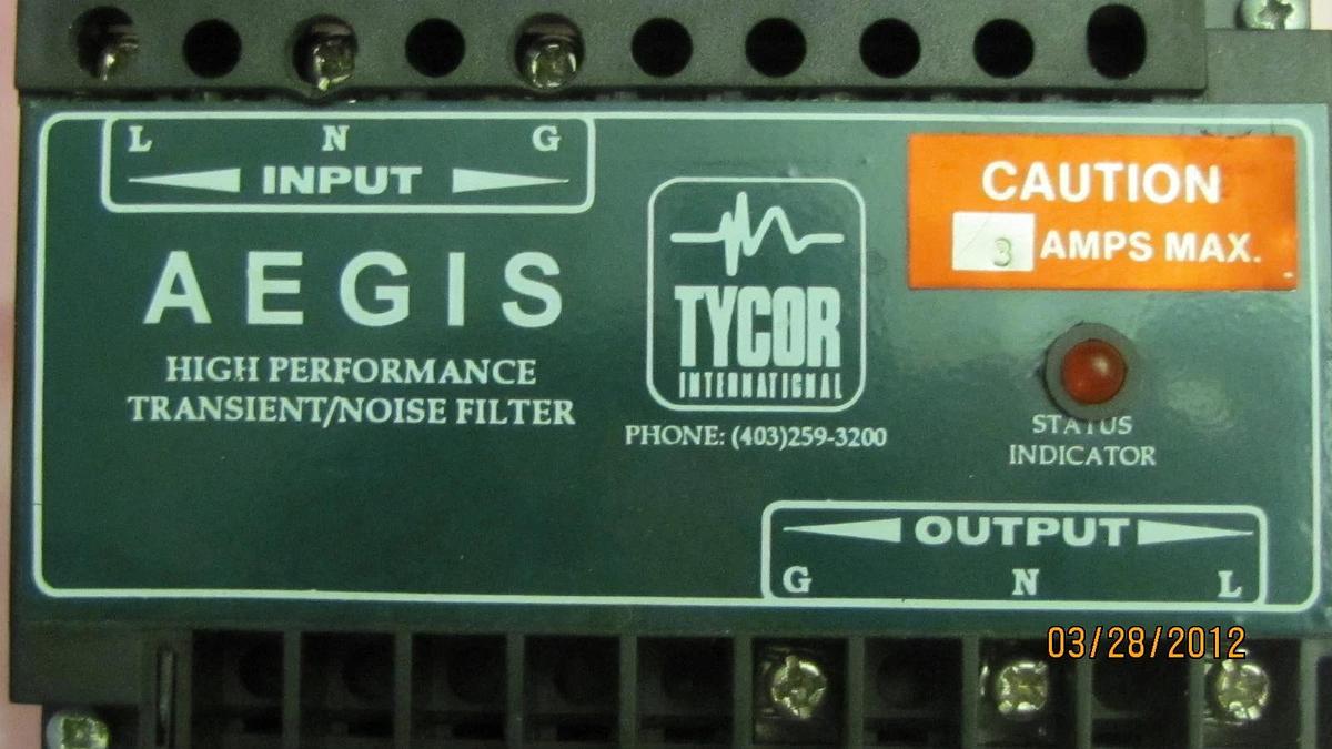 Used TYCOR AEGIS TRANSIENT VOLTAGE SURGE SUPPRESSOR AGS-120-3-X AGS 120 3 X AGS1203X