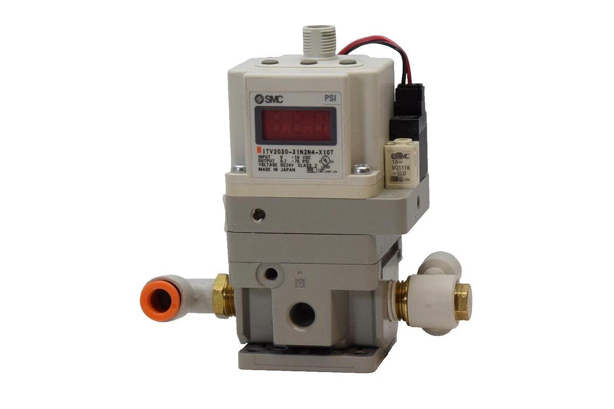 Used SMC ITV2030-31N2N4-X107 0-10Vdc / 0.7-70psi 24V Electro Pneumatic Regulator