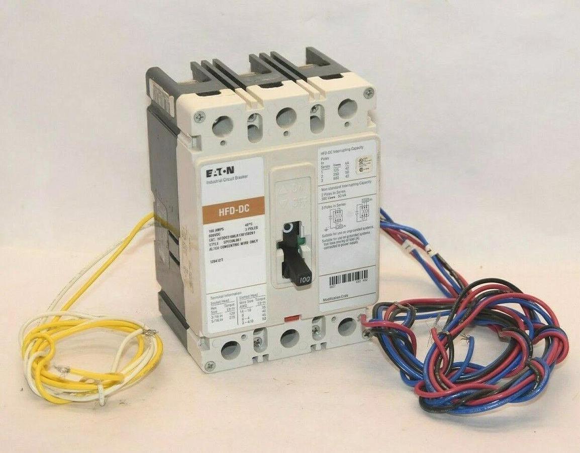 (NEW) EATON CUTLER HAMMER HFDDC3100LA1301S0201 100A Amp 3P Circuit Breaker