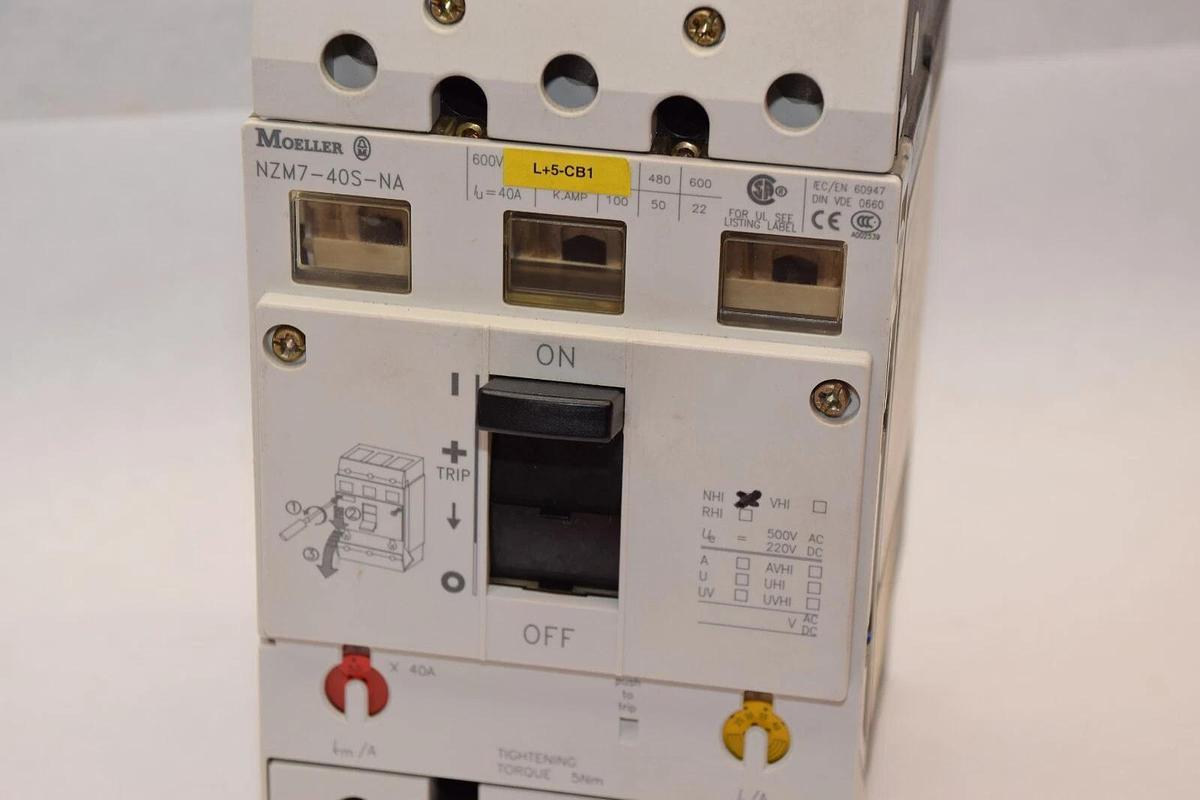 Used MOELLER NZM7-40S-NA NZM740SNA 40Amp 40 A Amp Circuit Breaker  25-40Amp Trip