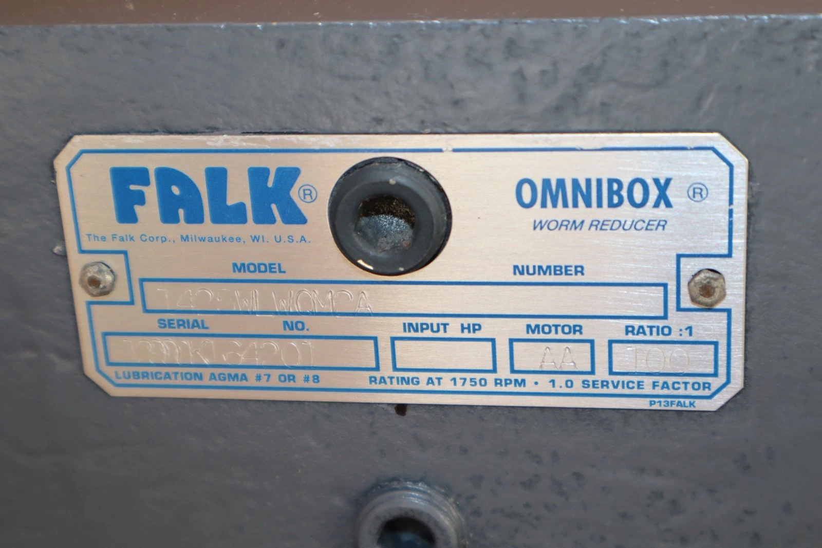 Falk Omnibox Worm Speed Reducer Gear Box 1425WLWQM2A 100:1 (New)