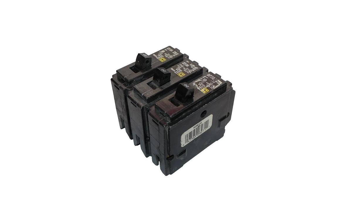 Used Square D Circuit Breaker 20A 20 Amp HOM120-U 1p 1  Pole(Lot of 3)