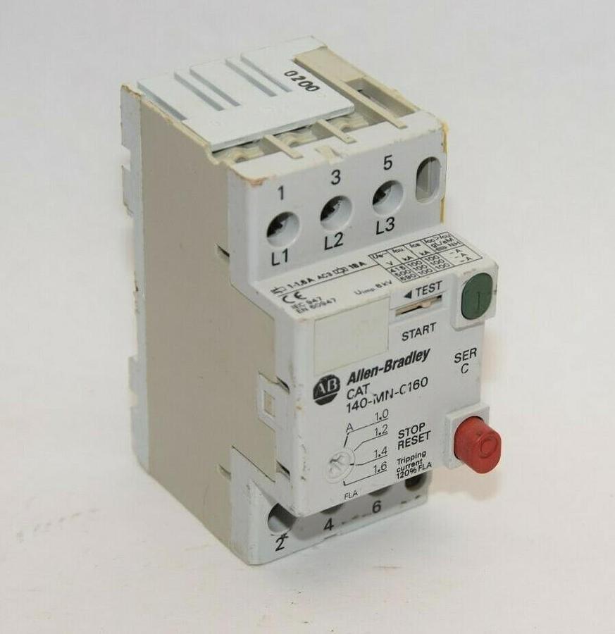 Used ALLEN BRADLEY 140-MN-0160 Series C 1.0-1.6A Manual Motor Starter