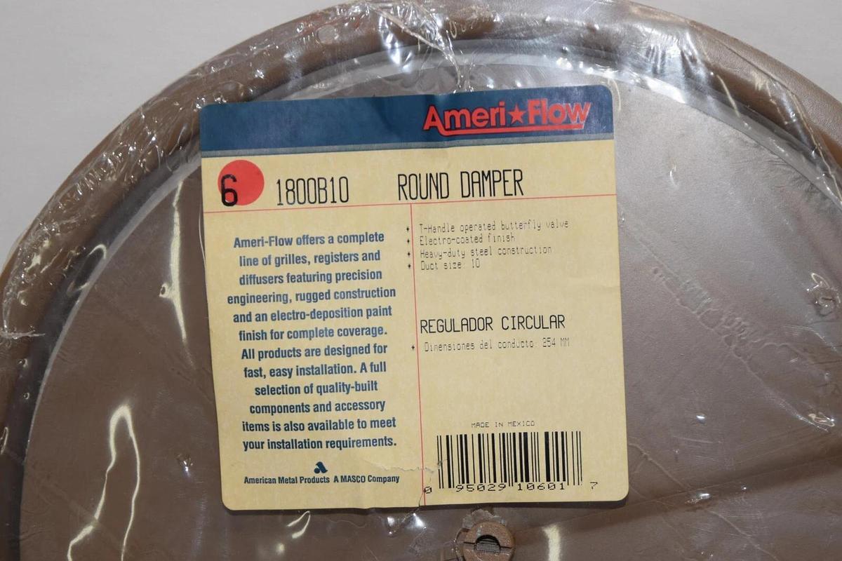 (NEW) AMERI FLOW 1800B10 10" T-Handle Round Damper Dampner 254mm