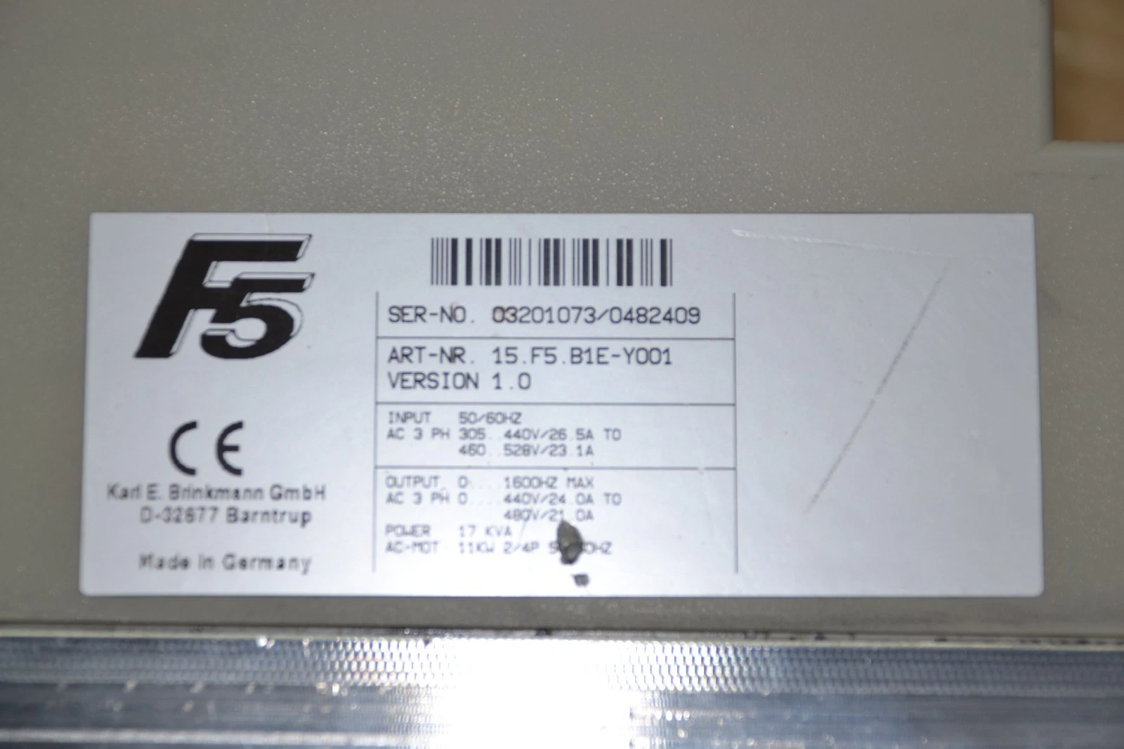 Used KEB COMBIVERT AC Drive 15.F5.B1E-Y001 15F5B1EY001 AC 15 HP 480V 17kva