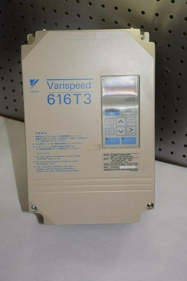 Used Yaskawa Varispeed 616T3 CIMR-T3A21P5 200V Class Inverter Drive 7.2 Amp 230Vac