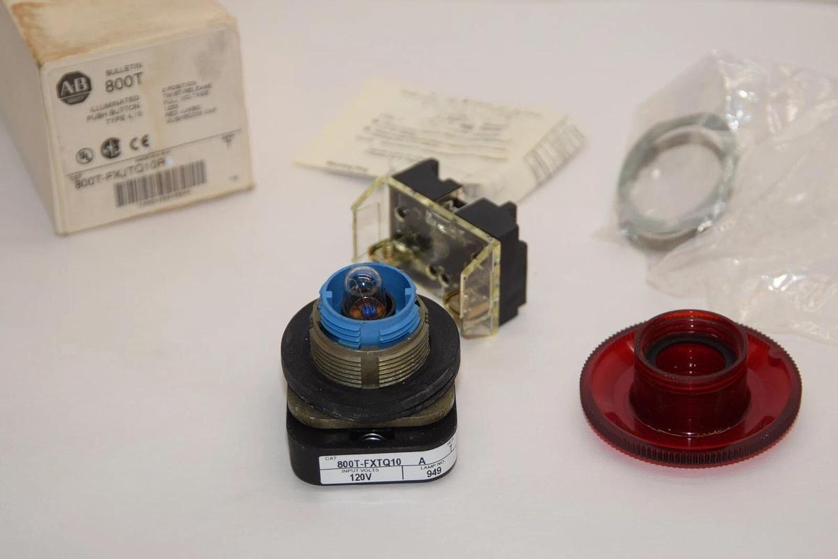 (NEW) ALLEN BRADLEY 800T-FXJTQ10R Series T 2 Pos 120V Red Mushroom Push Button
