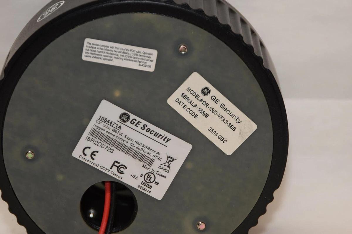 Used GE DR-1500-VFA3-SBB 1/3" Color 480TVL 12Vdc 24Vac 3.5-8.0m Dome Security Camera