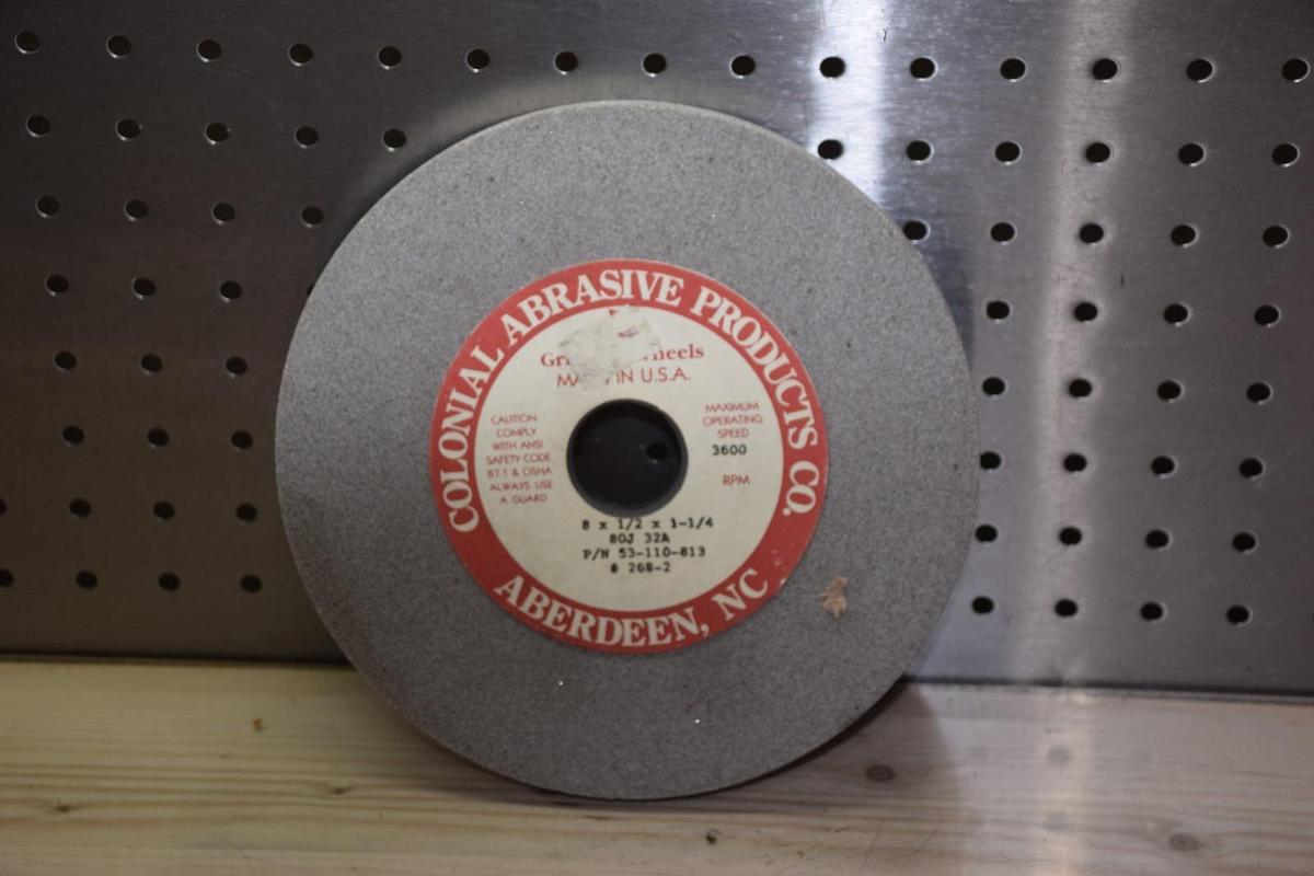 Colonial Abrasive 53-110-813, 80J 32A  Grey Grinding Wheel 8" x 1/2" x 1-1/4"