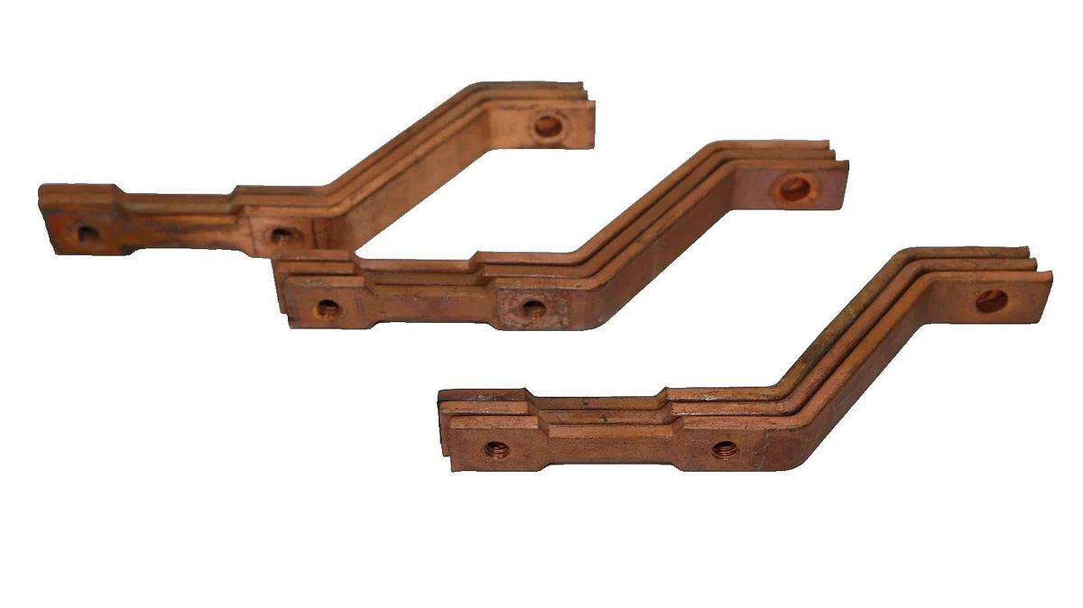 Used Buss Bar Copper 5-1/2" x 2-6/8 x 2-2/8" x 1-1/8" (Lot of 9)