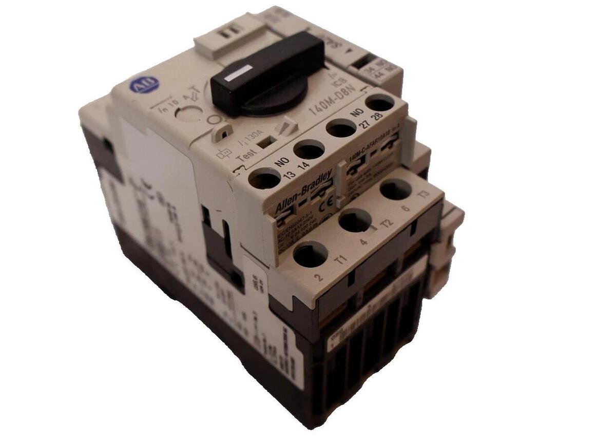 Used ALLEN BRADLEY 140M-D8N-C10 Series C Manual Motor Starter W/ 140M-C-A Aux Contact