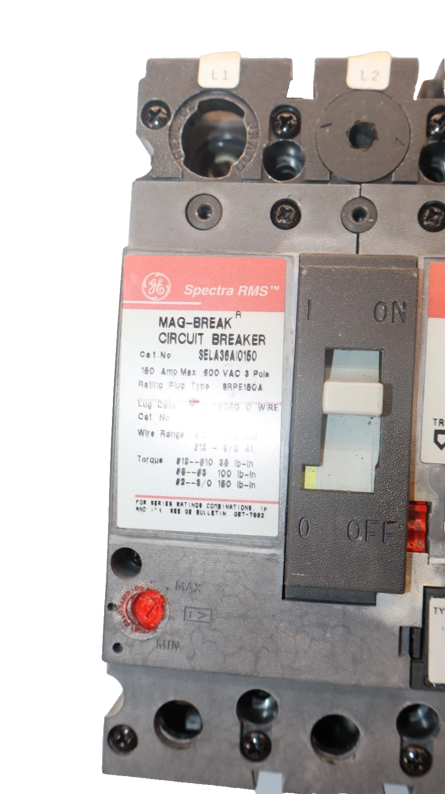 Used GE GENERAL ELECTRIC SELA36AI0150 150A 150 A Breaker SRPE150A Shunt SAUXPAB2 Aux