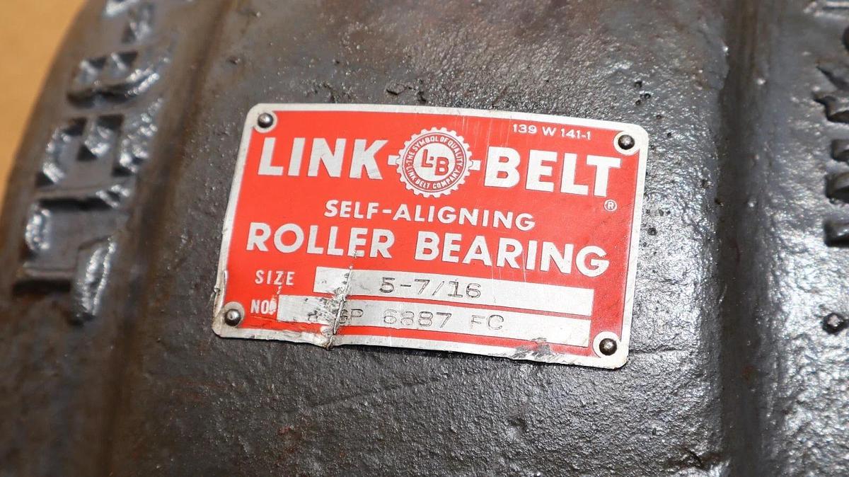 Link Belt Split Pillow Block Housing w/ Bearing 5-7/16" GP6887FC S32 NOS