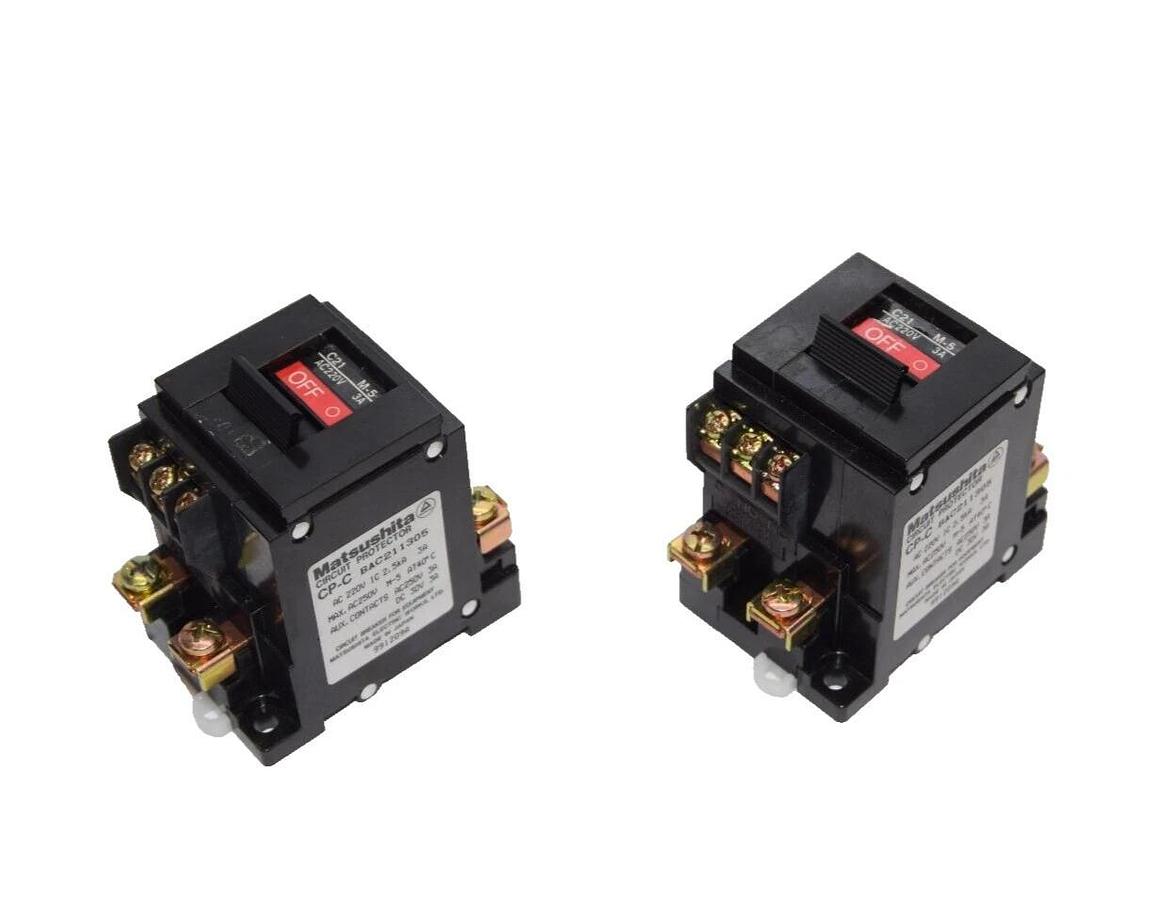 Used (Lot of 2) MATSUSHITA CP-C / BAC211305 220V  2.5kA 3Amp Circuit Protector