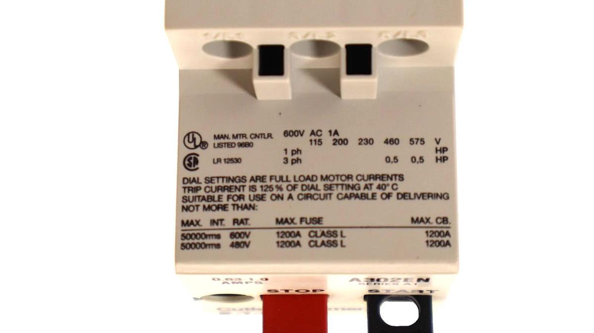 Cutler Hammer A302EN 0.63-1.0Amp Manual Start / Stop Motor Starter (New)