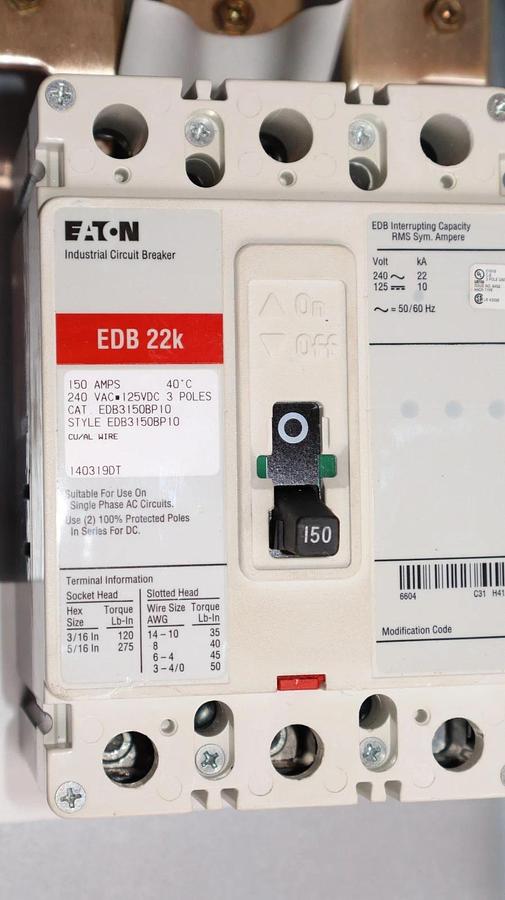 Used EATON Cutler Hammer 150A Pow-R-Line Panelboard Panel PRL1a 208y/120v 3ph 4w 42