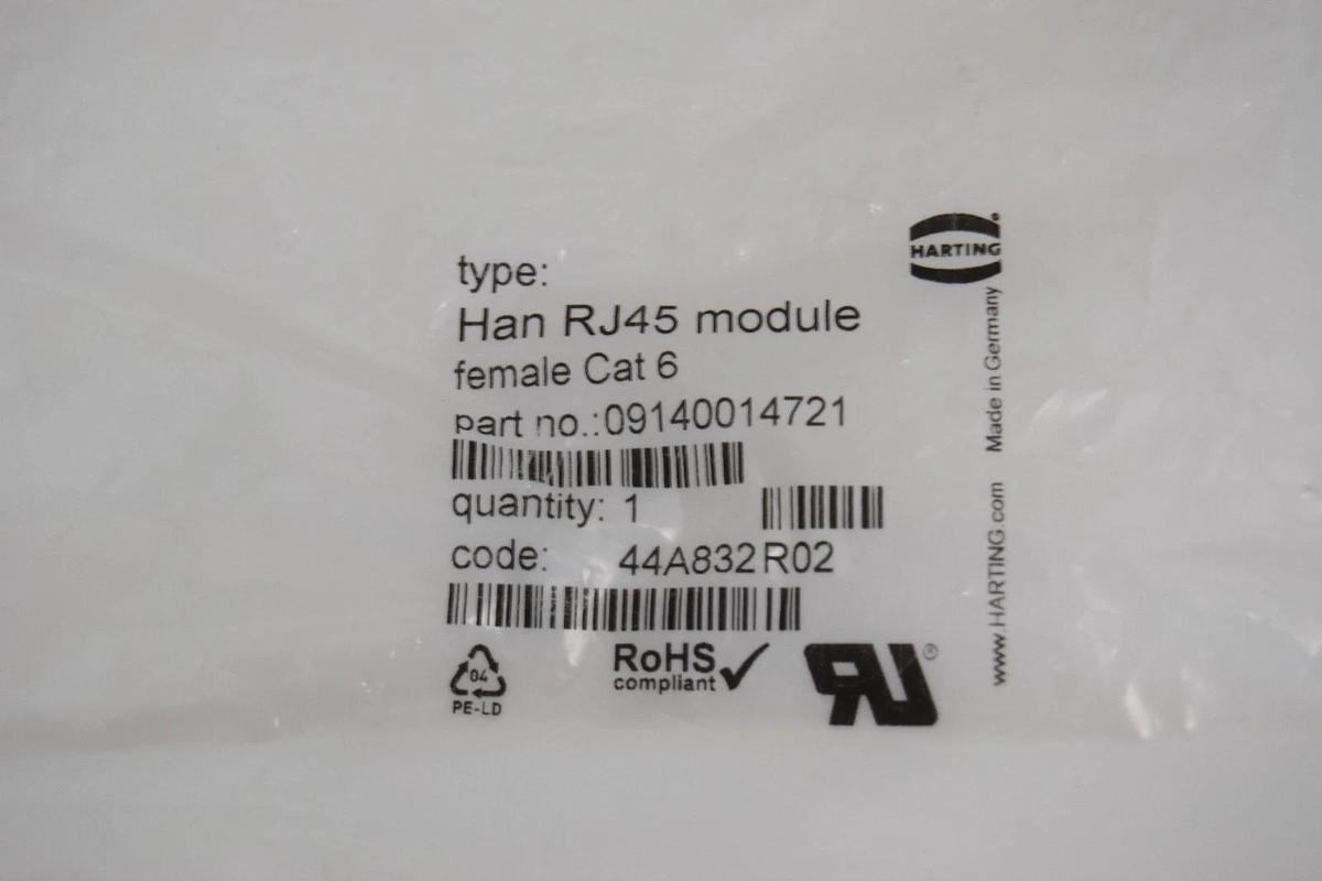 Harting Ethernet Module Connector RJ45 09140014721 Cat 6 Female Han RJ45 (New)