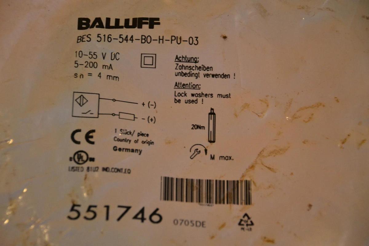BALLUFF PROXIMITY SWITCH BES 516-544-BO-H-PU-03 516 544 BO H PU 03 NEW SEALED