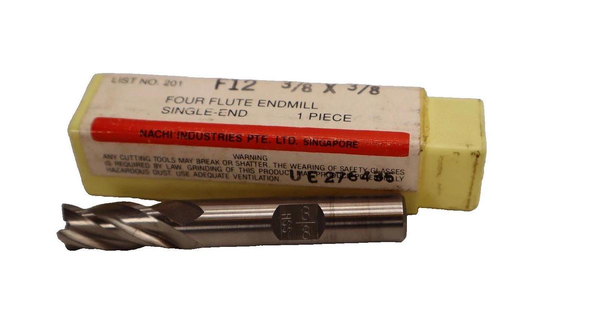 (NEW) NACHI 201 F12 3/8" x 3/8" Four Flute End Mill