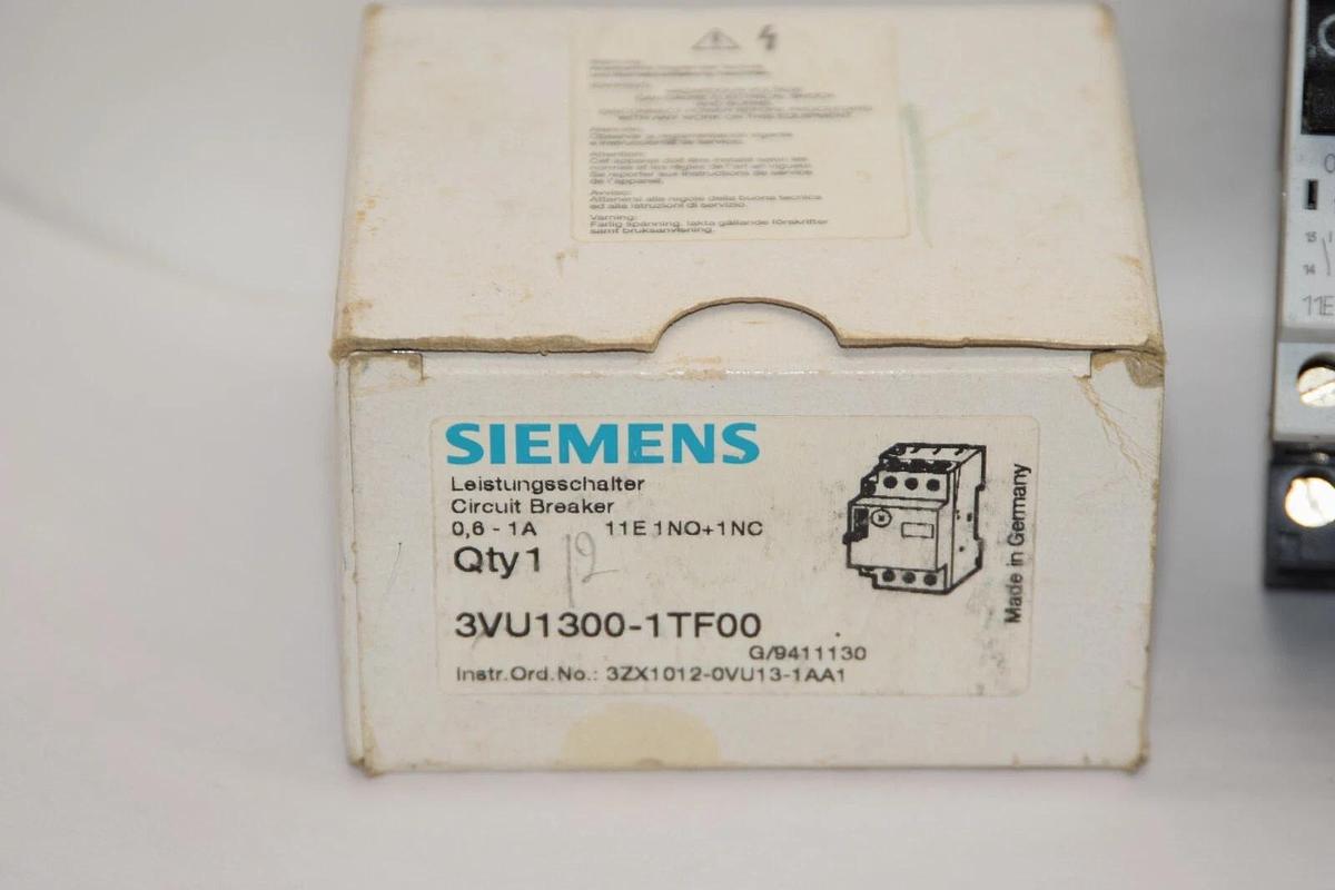 SIEMENS 3VU1300-1TF00 Circuit Breaker  3VU13001TF00 0.6-1A (NEW)