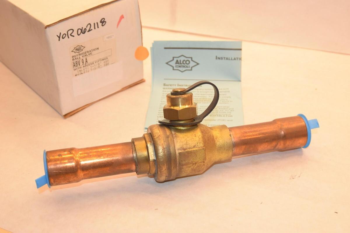 (New) ALCO COPELAND EMERSON ABV9A Refrigeration Ball Valve ABV 9 A 1-1/8" 1 1/8"