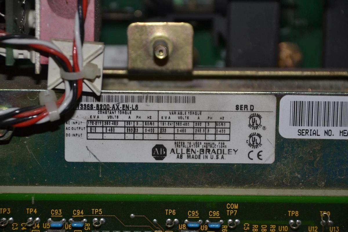 Used Allen Bradley 1336 Plus 250 HP Drive 3Ph 250hp 1336S-B200VAA-HA2C-JF-JR-KD-LR