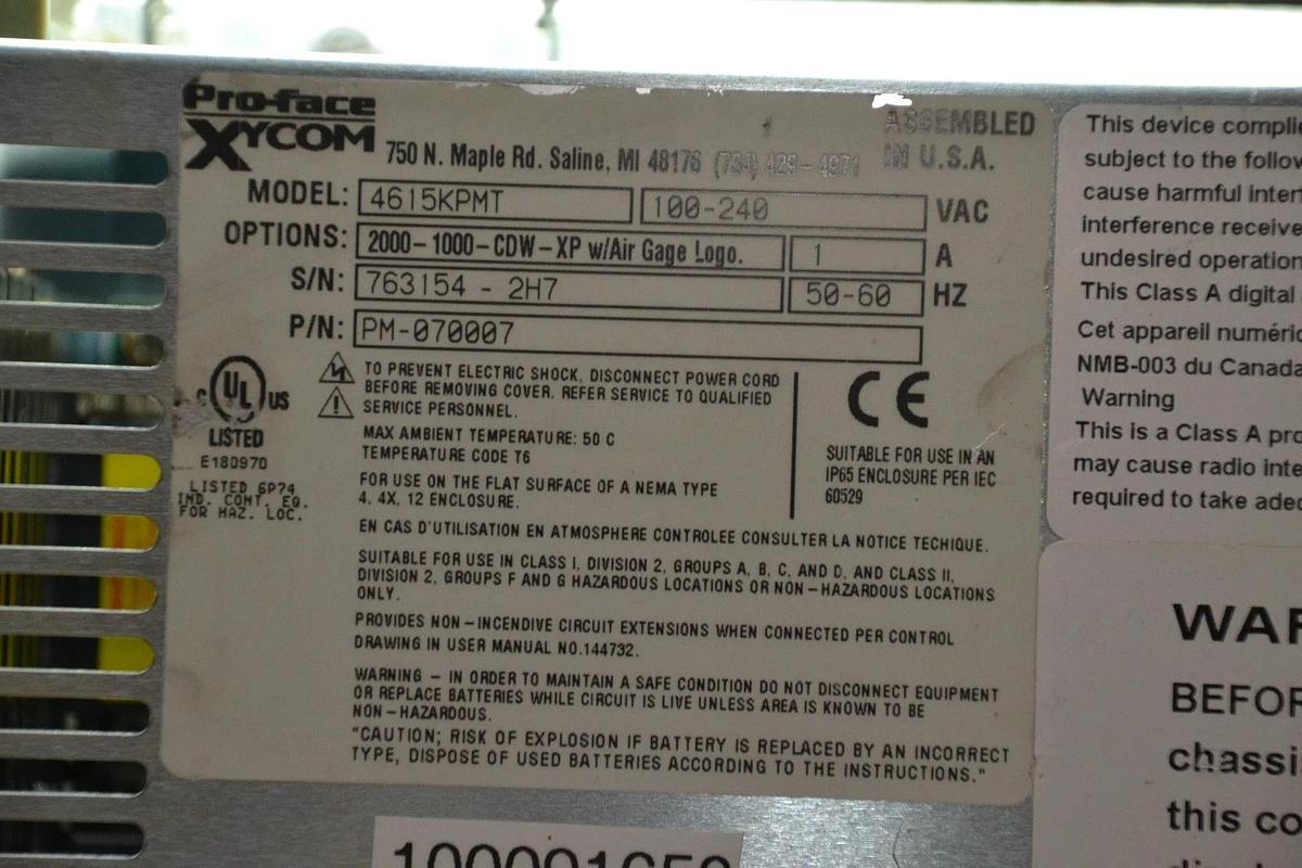 Used XYCOM 4615KPMT PM-070007 HEAVY-DUTY FLAT PANEL INDUSTRIAL PC