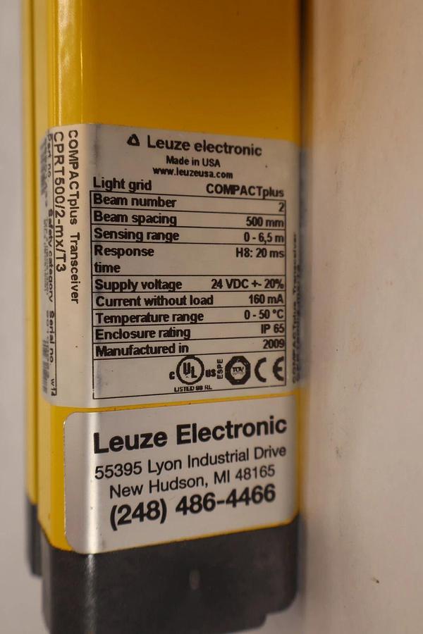 LEUZE COMPACTplus Transceiver Light Curtain CPRT500/2-mx/T3 68801432 (NEW)