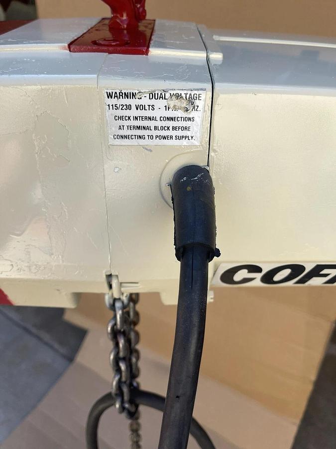 Used Coffing 1/2 Ton Electric Chain Hoist 1/2T 1000lb EC-10-16-1  115 / 230V 6' Lift