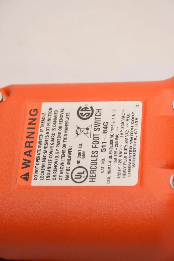 (NEW) LINEMASTER 511-B4G , 511B4G Anti-Trip Single Stage Hercules Footswitch