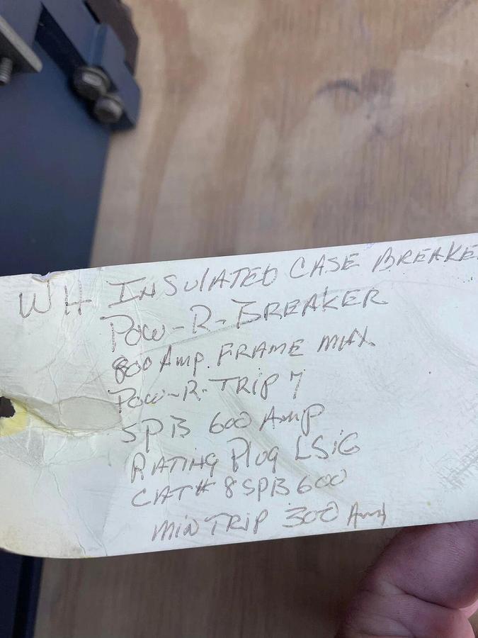 Used Westinghouse SPB100 Pow-R-Breaker Ins Case Breaker Frame 800a  Plug 8SPB600 600a