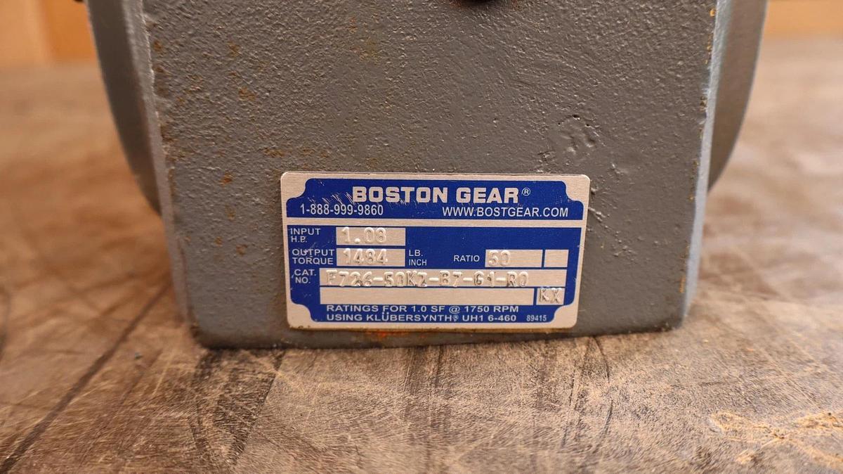 Boston Gear Speed Reducer F726-50KZ-B7-G1-R0 Ratio 50 1484 lb-in 1.08HP (New)
