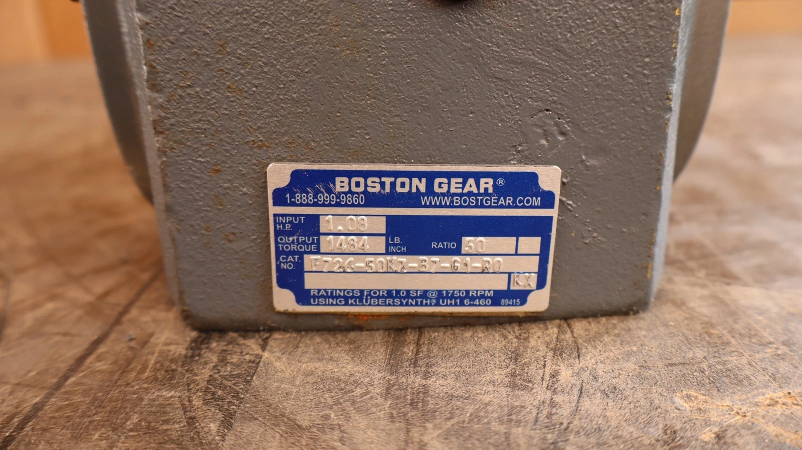 Boston Gear Speed Reducer F726-50KZ-B7-G1-R0 Ratio 50 1484 lb-in 1.08HP (New)