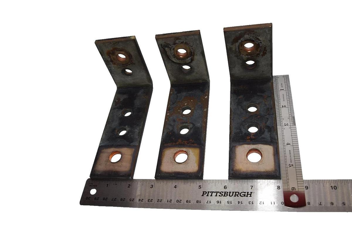 Used Buss Bar 5-1/2" x 2" x 1/4" 90° Degree L-Shaped Copper (Lot of 3)