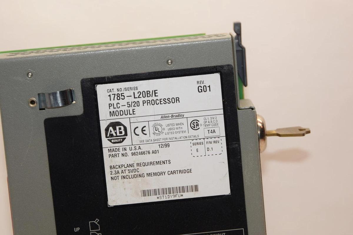 Used ALLEN BRADLEY 1785-L20B/E PLC-5/20 Rev G01 Processor Module