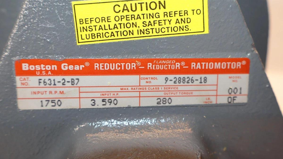Boston Gear Speed Reducer F631-2-B7 001 OF R.P.M:1750 (New)