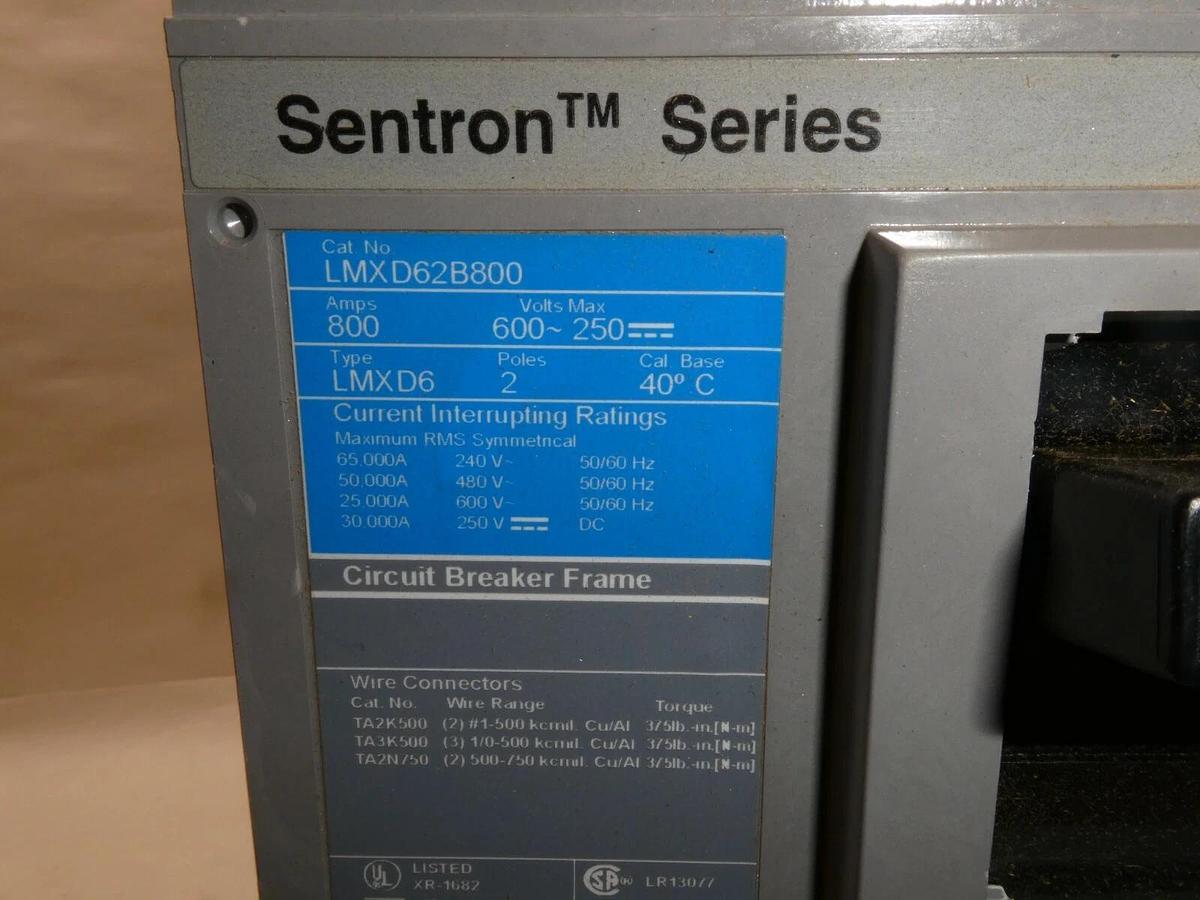Used (New) Siemens LMXD62B800 Molded Case Circuit Breaker 2P 800 Amp 600V LMXD6 800A
