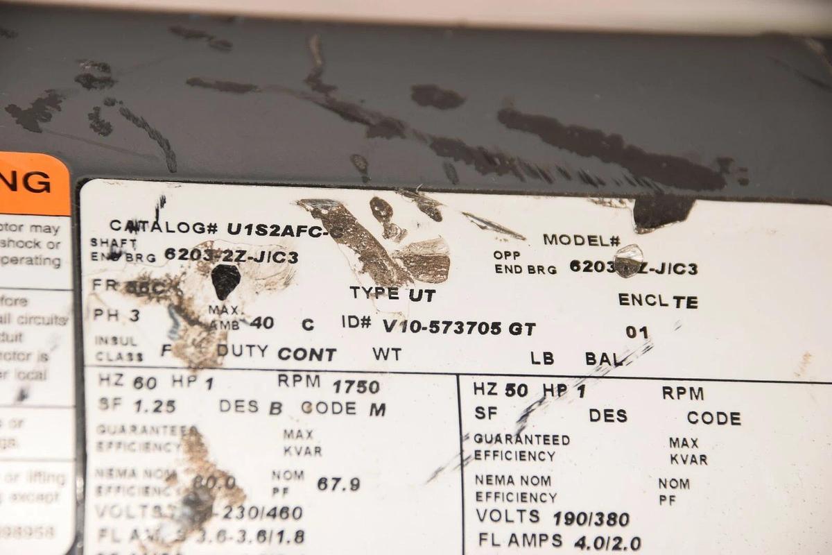 U.S. Motors U1P2DFC 1hp 208-230/460 1800 RPM Shur Stop Brake 105631106003 (New)