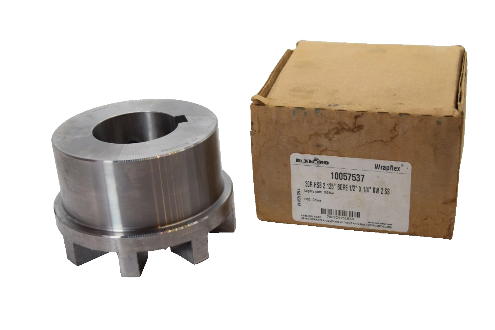 Rexnord Wrapflex Coupling Hub 30R HSB 2.125" Bore 1/2"x1/4" KW 2 SS 10057537 NEW
