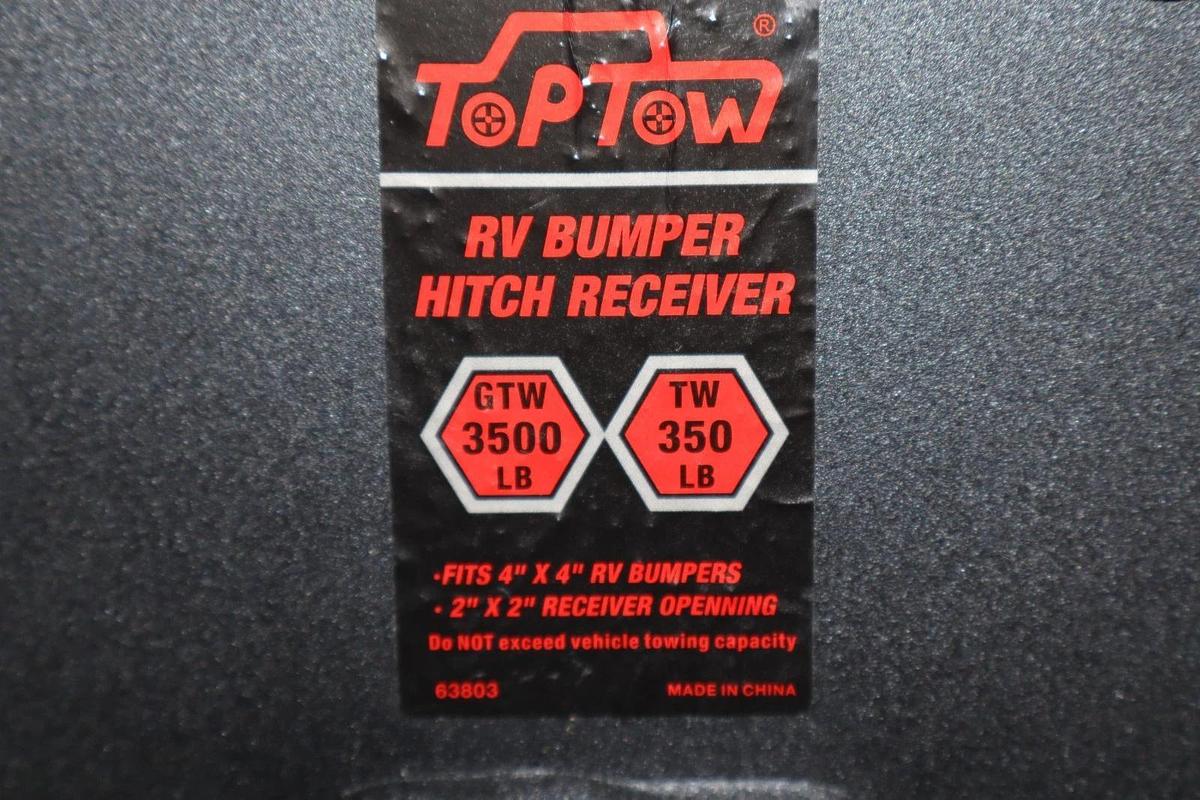 Top Tow 2" RV Bumper Hitch Receiver 63803 for 4" x 4" RV Bumper 3500lb 350lb NEW